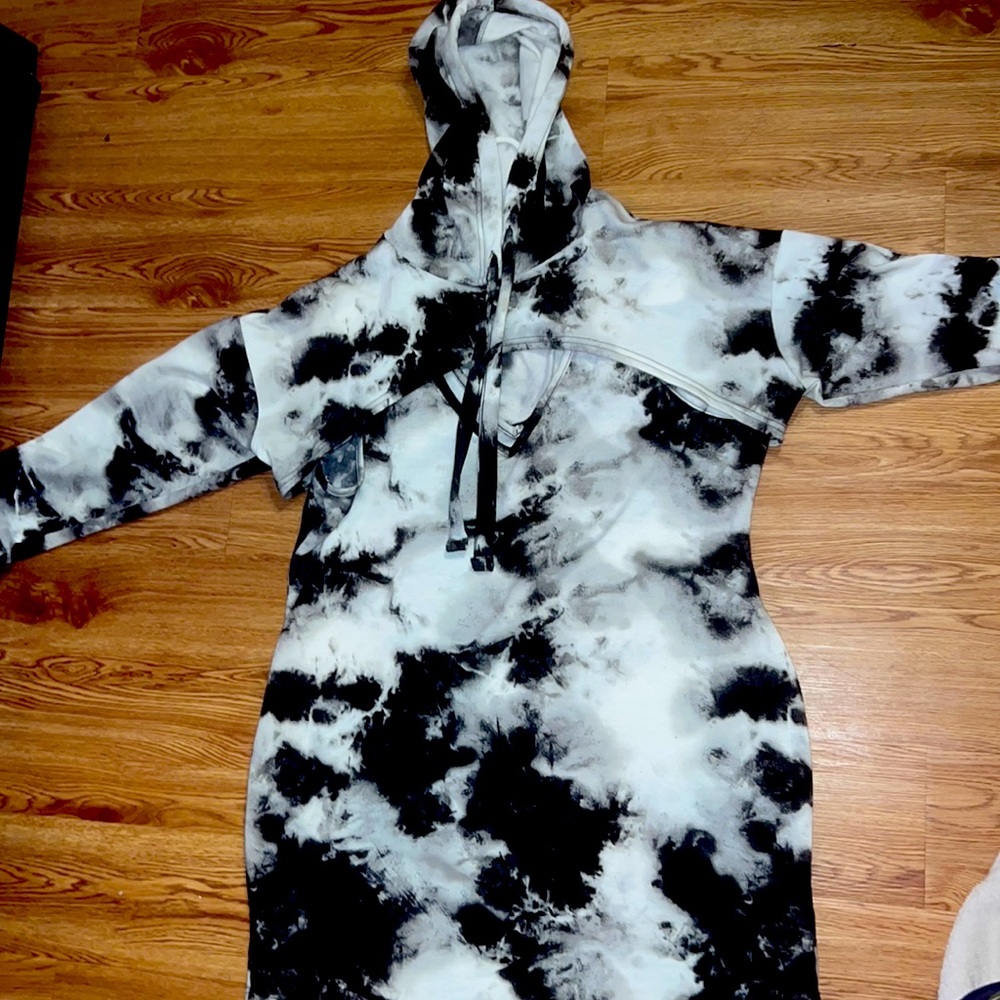 2piece dress tyedye black and white hoodie dress 3x